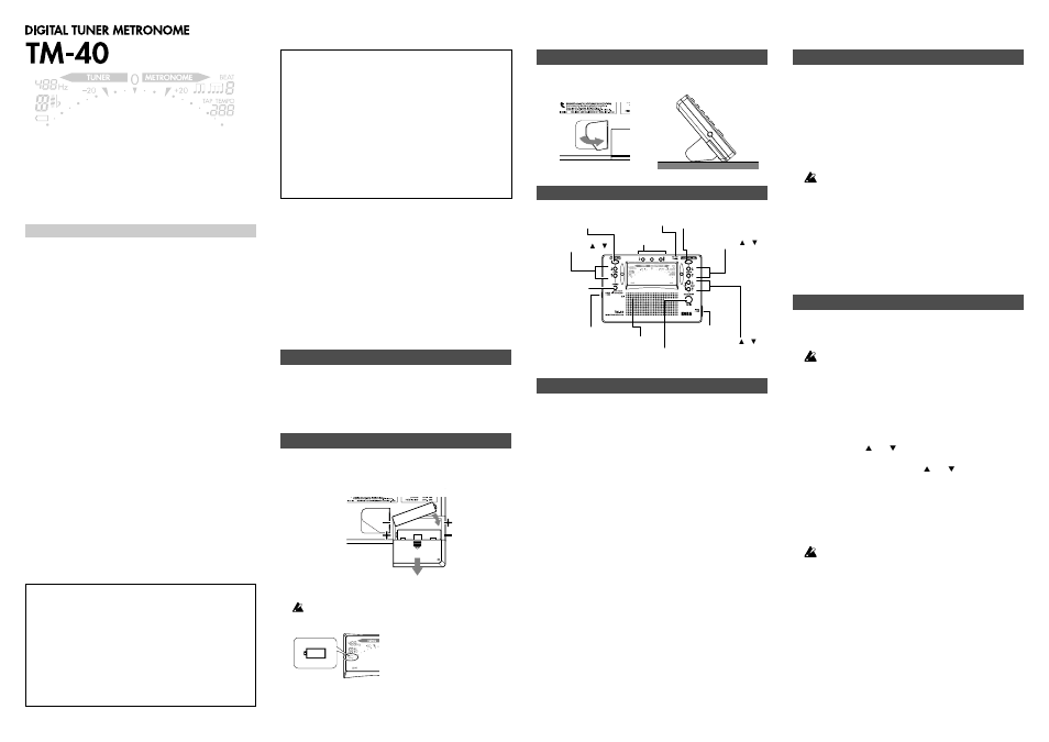 Français | KORG TM-40 User Manual | Page 3 / 6