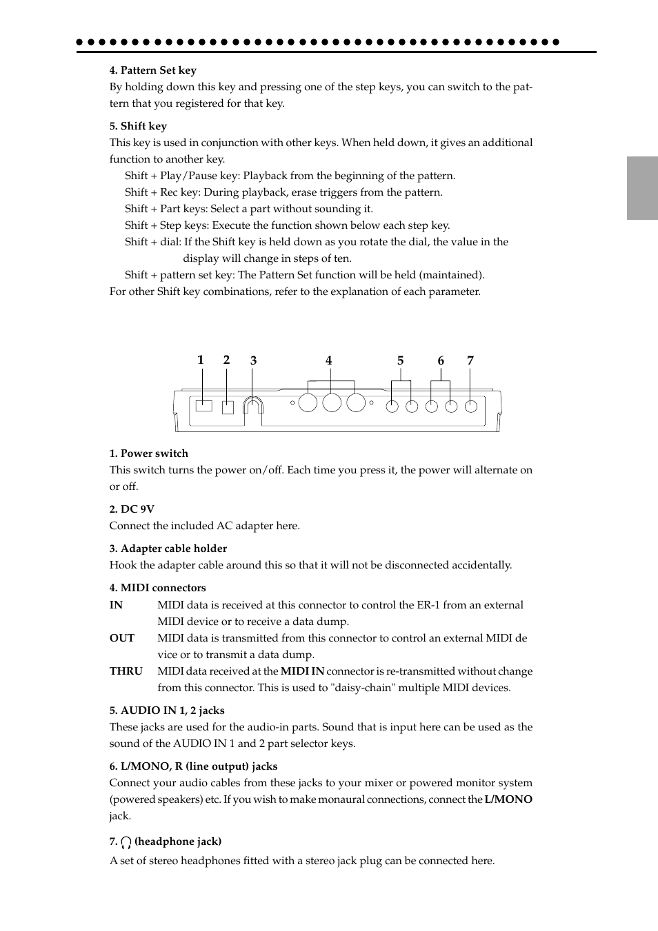 Connector section | KORG ELECTRIBER ER-1 User Manual | Page 11 / 52