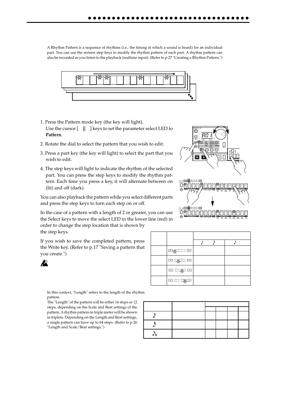 Modifying (editing) a rhythm pattern, What is a rhythm pattern, Rhythm pattern | What is length | KORG ELECTRIBER ER-1 User Manual | Page 16 / 52
