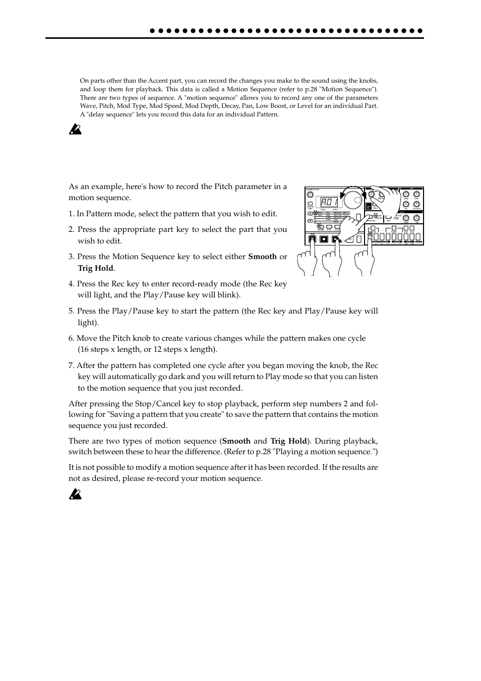 Using a motion sequence | KORG ELECTRIBER ER-1 User Manual | Page 18 / 52