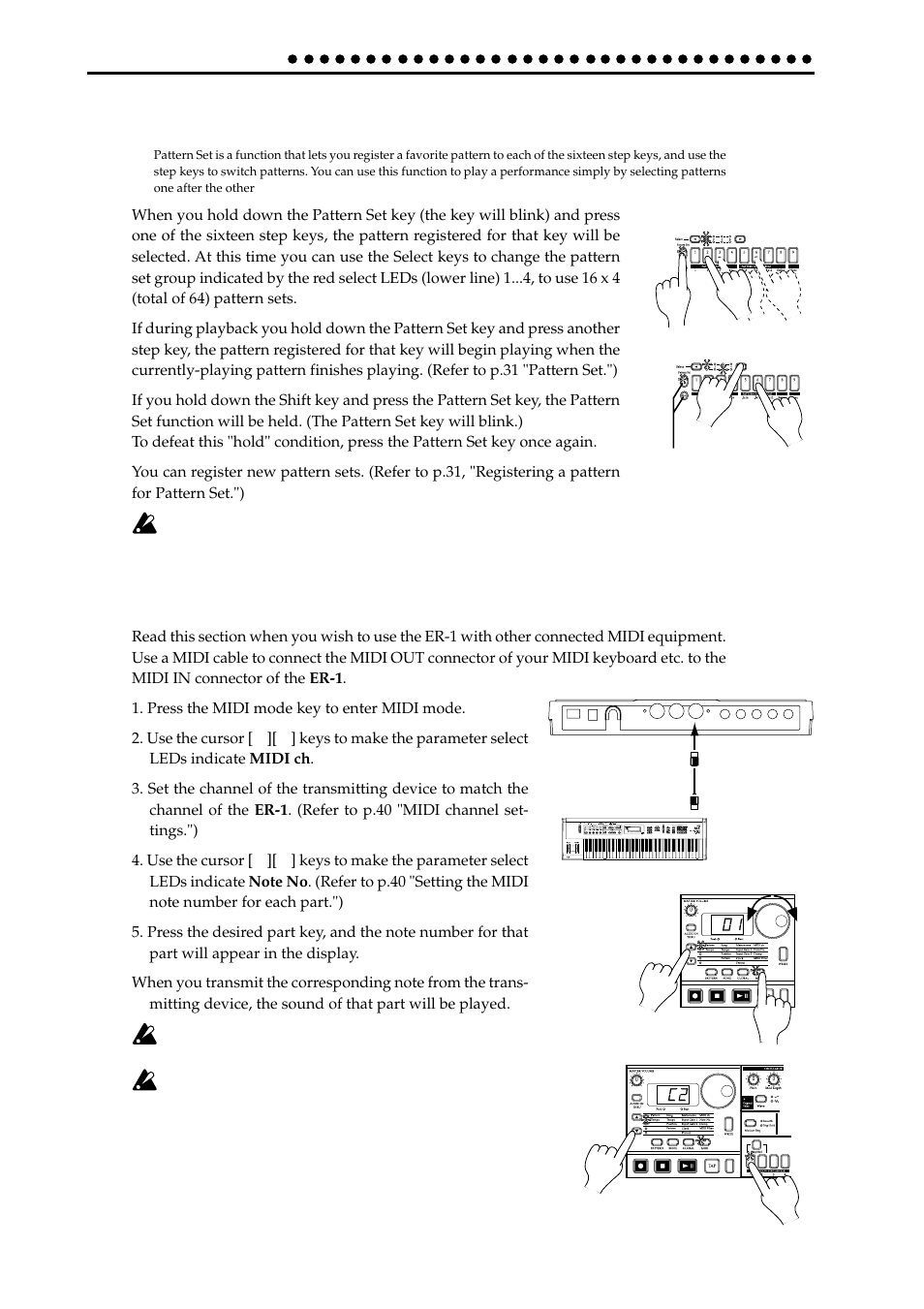 Playing with pattern set, Using the er-1 as a tone generator module | KORG ELECTRIBER ER-1 User Manual | Page 20 / 52