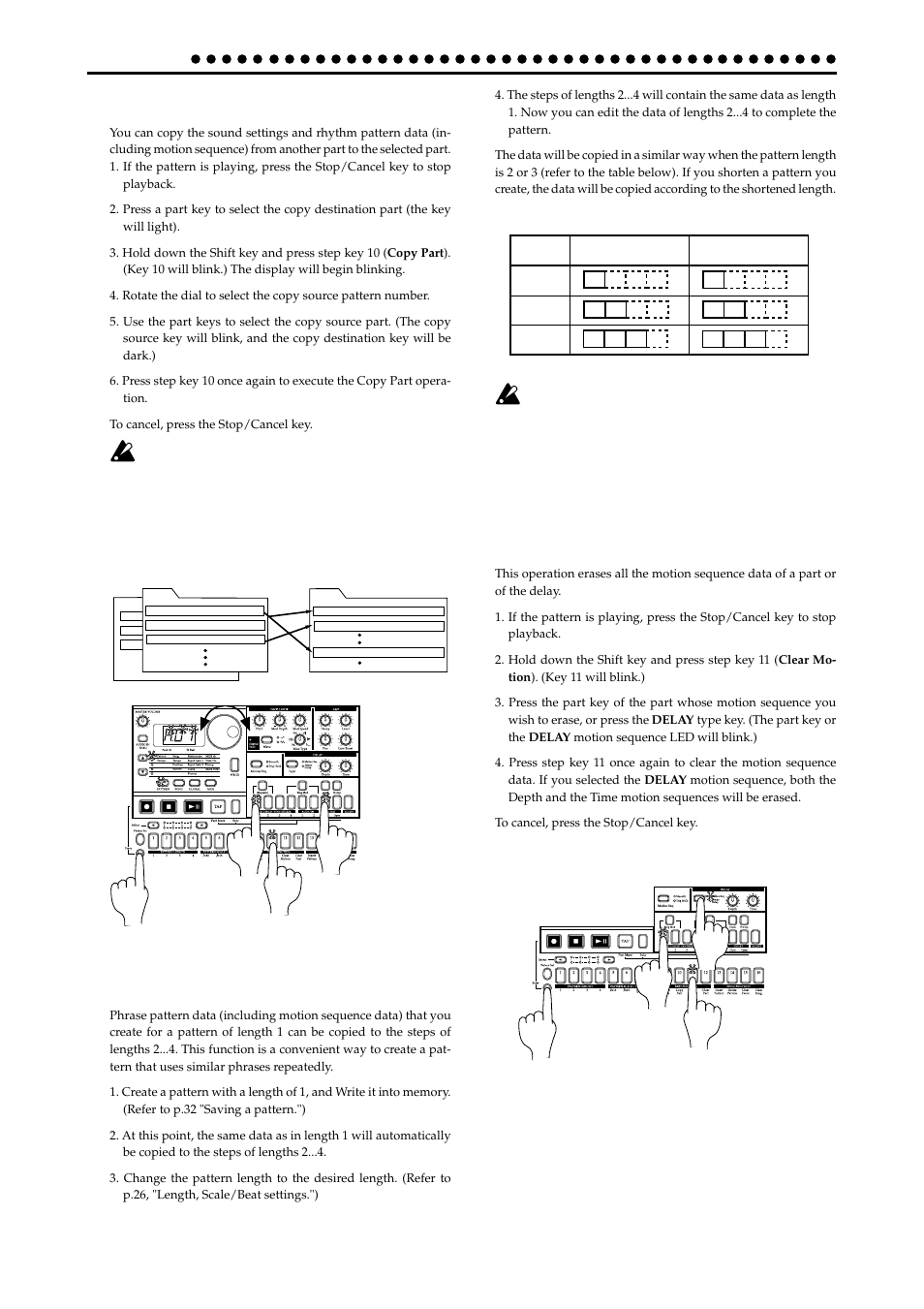Copying a part (copy part), Data copy within a pattern, Copy pattern data | KORG ELECTRIBER ER-1 User Manual | Page 30 / 52