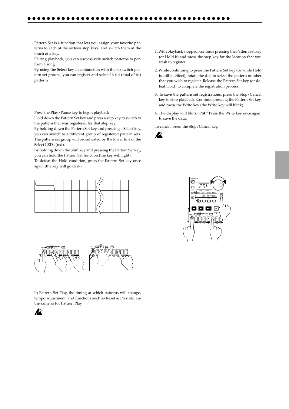 Pattern set, Using pattern set to perform (pattern set play), Registering a pattern for pattern set | KORG ELECTRIBER ER-1 User Manual | Page 31 / 52