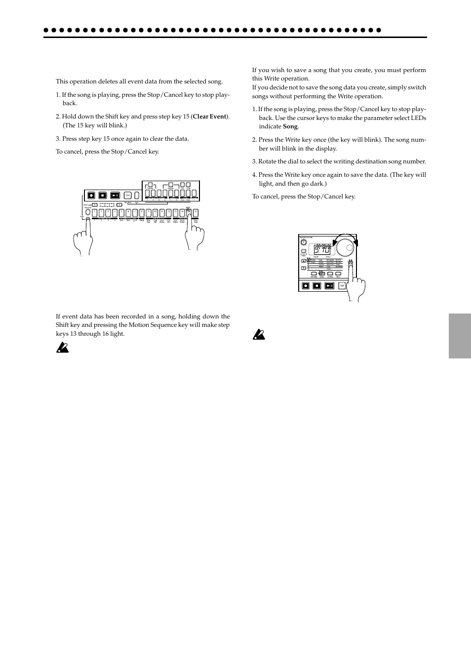 Deleting event data from a song (clear event), Checking for song event data, Saving a song (write) | KORG ELECTRIBER ER-1 User Manual | Page 37 / 52
