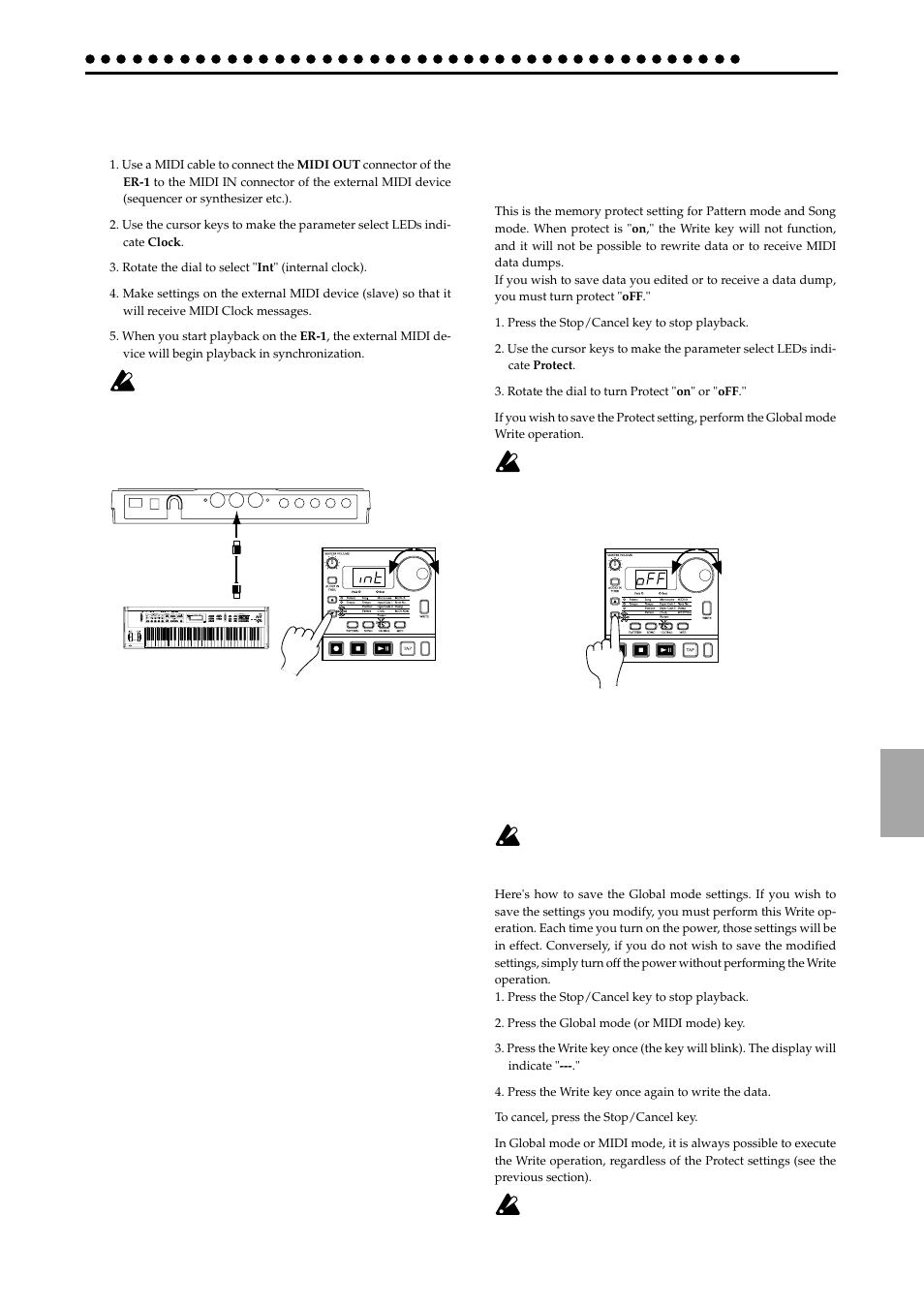 Protect settings (memory protect), Protect on, off | KORG ELECTRIBER ER-1 User Manual | Page 39 / 52