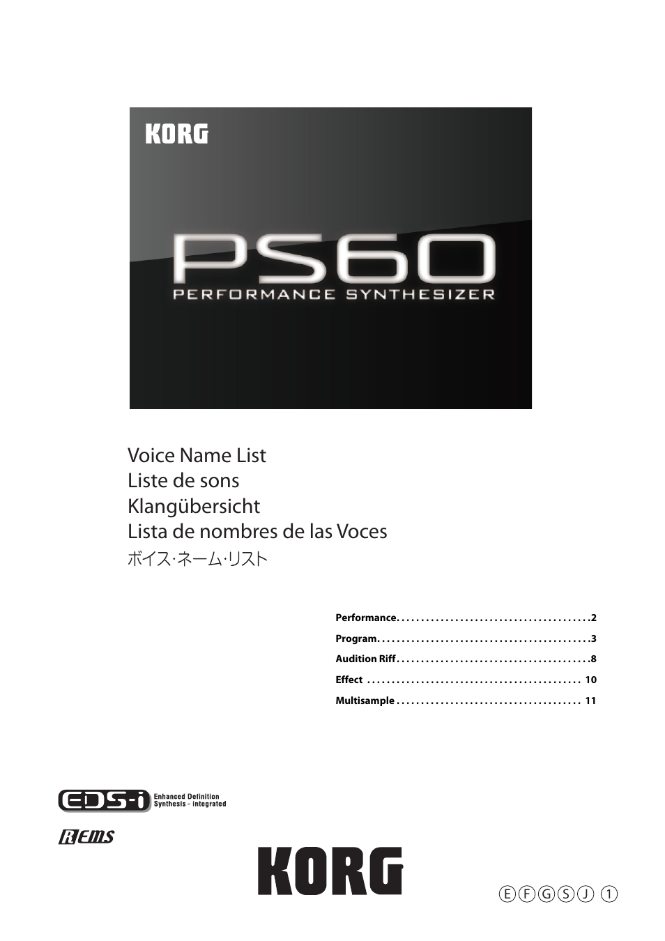 KORG PS60 User Manual | 12 pages