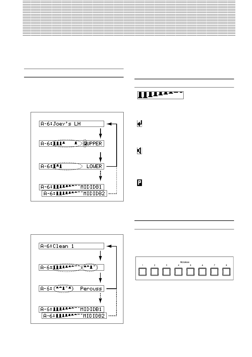 Basic operation, The display screen, Switching the display | In normal mode, In ex mode, Drawbar levels and icons, Shortcut, Drawbar levels, Icons, In normal mode in ex mode | KORG CX-3 User Manual | Page 11 / 40