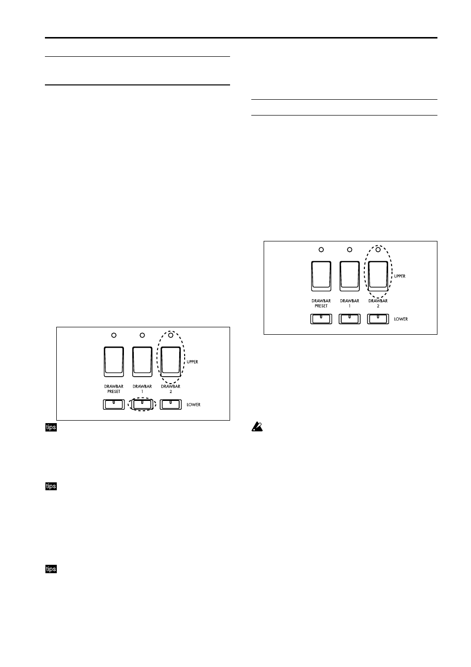 Dividing the keyboard into left and right, Applying effects to your performance, Percussion | Normal mode, Playing a split | KORG CX-3 User Manual | Page 15 / 40