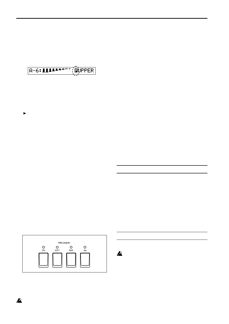 Ex mode, Key settings of the percussion section, Vibrato and chorus | Rotary speaker, Ex mode key settings of the percussion section, Vibrato and chorus rotary speaker | KORG CX-3 User Manual | Page 16 / 40
