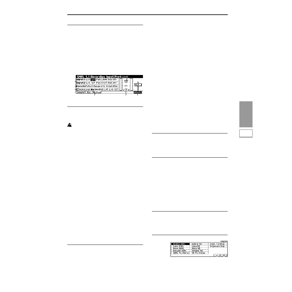1–3: in/pref (input/preference), 1–3: in/pref | KORG TRITON Le Electric Keyboard User Manual | Page 100 / 269