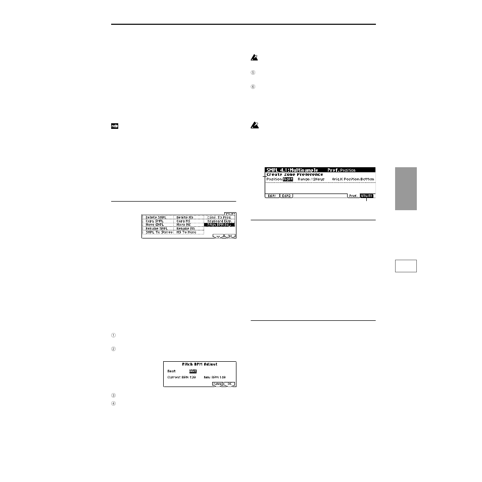 1–3: pref. (preference), 1–3: pref | KORG TRITON Le Electric Keyboard User Manual | Page 124 / 269