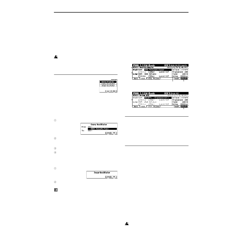 1–2: osc1 | KORG TRITON Le Electric Keyboard User Manual | Page 13 / 269