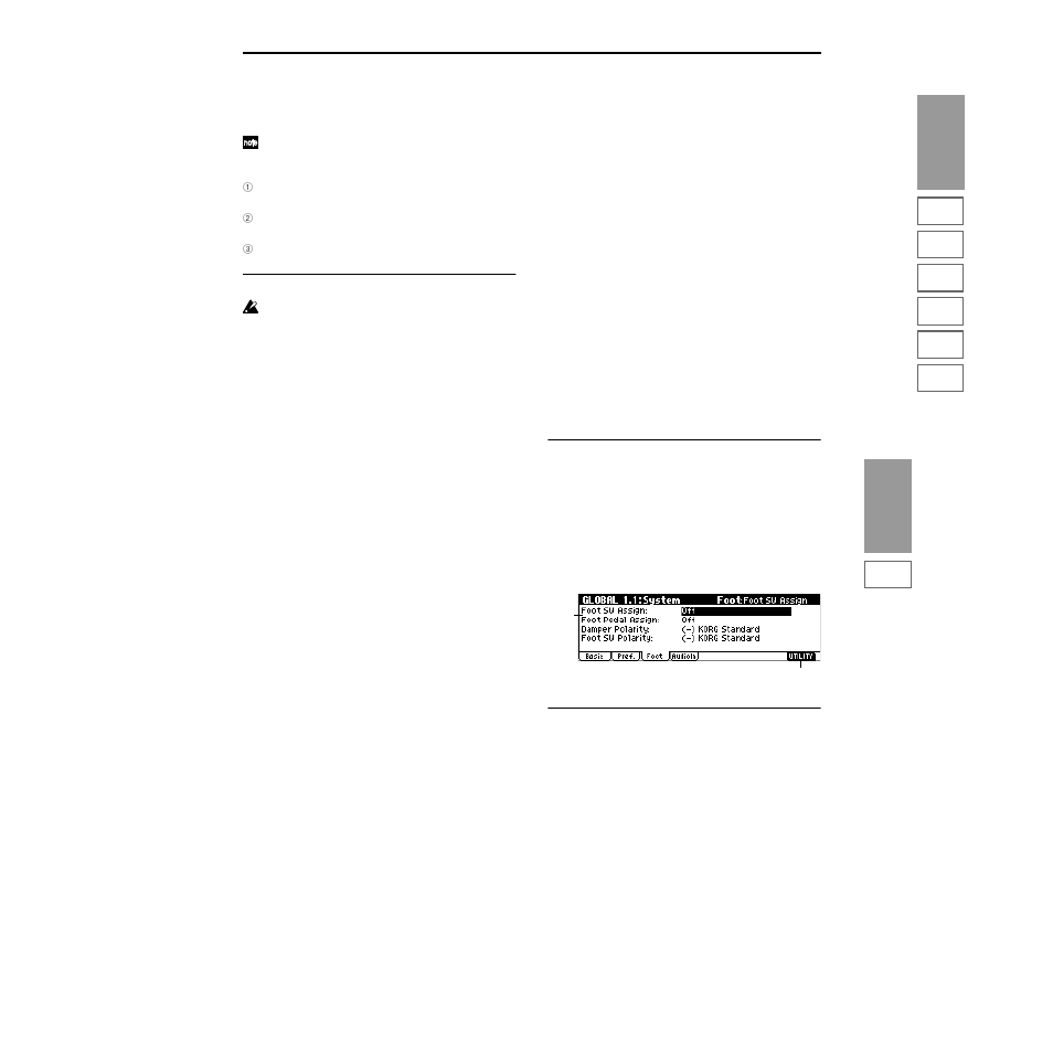 1–3: foot | KORG TRITON Le Electric Keyboard User Manual | Page 132 / 269