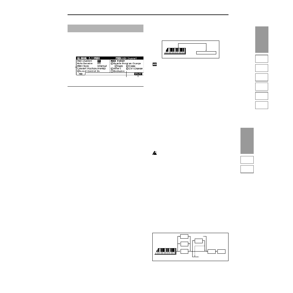 Global 2.1: midi, 1–1: midi, P.127) | KORG TRITON Le Electric Keyboard User Manual | Page 134 / 269