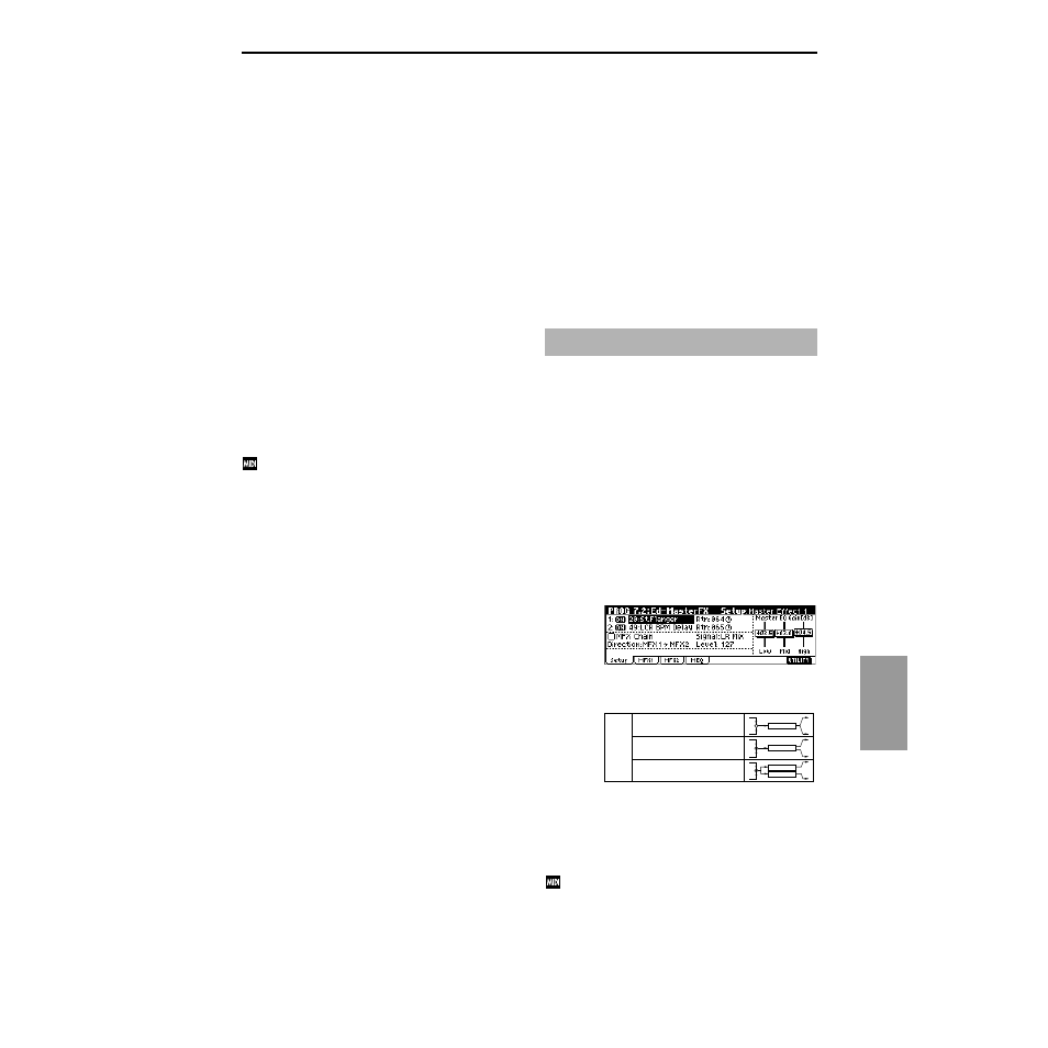Controlling the insert effects via midi, Master effects (mfx1, 2), In/out | Master effects, 159 ef fect | KORG TRITON Le Electric Keyboard User Manual | Page 166 / 269