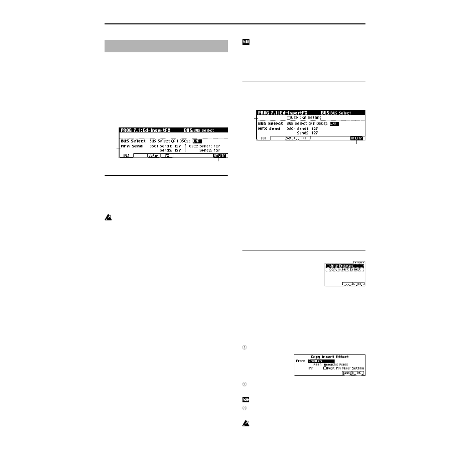 Prog 7.1: ed–inserfx, 1–1: bus, P.26) | KORG TRITON Le Electric Keyboard User Manual | Page 33 / 269