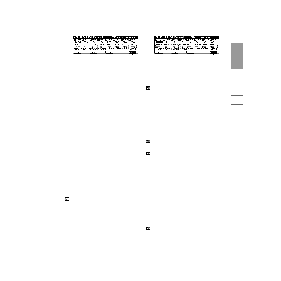 1–2: osc, 1–3: pitch | KORG TRITON Le Electric Keyboard User Manual | Page 44 / 269