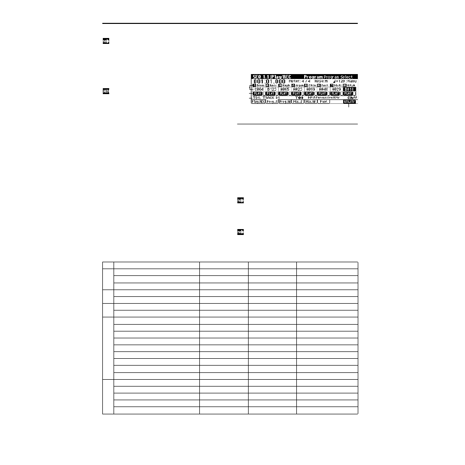 1–2: prog (program t01 ), 1–3: prog (program t09 ), 1–2: prog | 1–3: prog, Program t01 ), Program t09 ), 1–2(3)a: program | KORG TRITON Le Electric Keyboard User Manual | Page 61 / 269