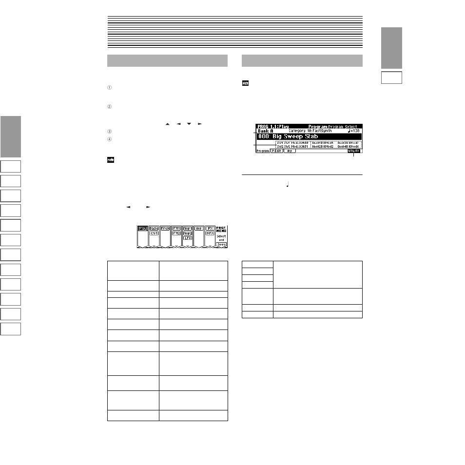 Program mode, Prog 1.1: play, 1–1: program | Prog page menu | KORG TRITON Le Electric Keyboard User Manual | Page 8 / 269