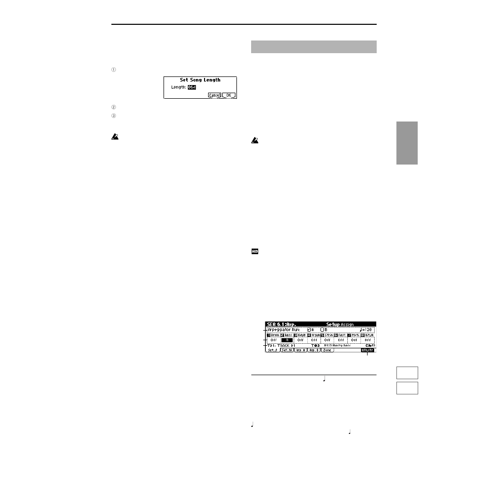 Seq 6.1: arp. (arpeggiator), 1–1: set (setup t01–08), 1–2: set (setup t09–16) | P.81), Seq 6.1: arp | KORG TRITON Le Electric Keyboard User Manual | Page 88 / 269