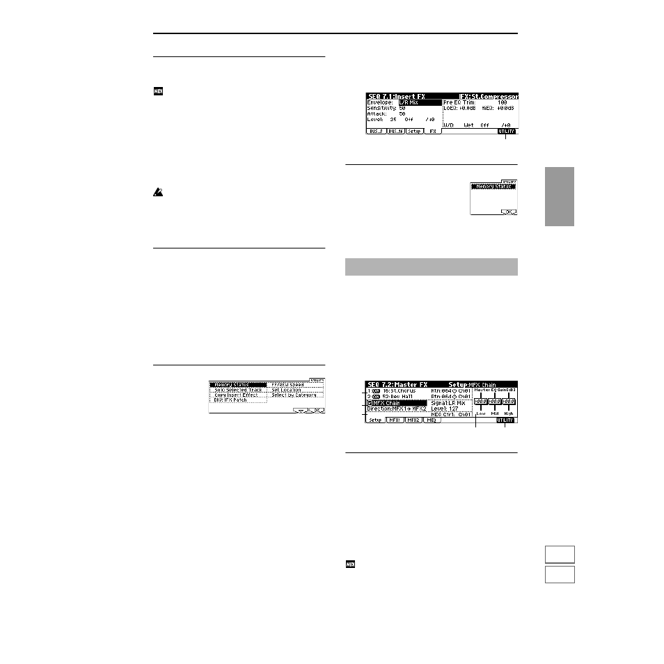 1–4: ifx (insert effect), Seq 7.2: master fx, 2–1: setup | P.85), 1–4: ifx | KORG TRITON Le Electric Keyboard User Manual | Page 92 / 269