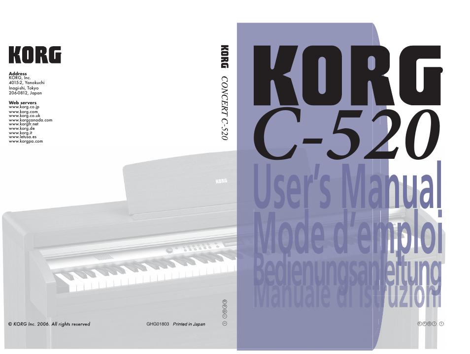 KORG C-520 User Manual | 298 pages