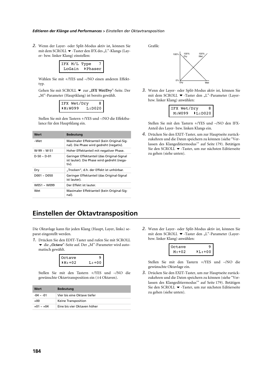 Einstellen der oktavtransposition | KORG C-520 User Manual | Page 186 / 298