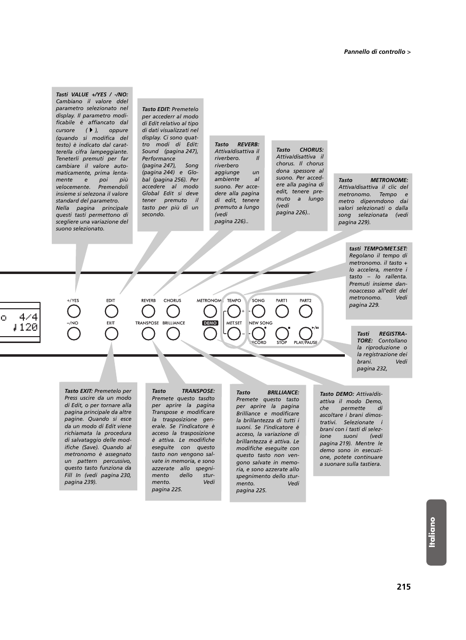 Italiano | KORG C-520 User Manual | Page 217 / 298