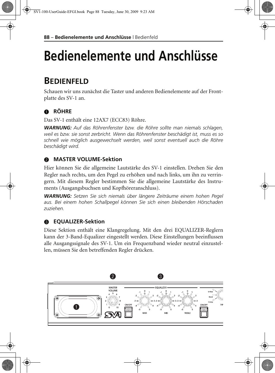 Bedienelemente und anschlüsse, Bedienfeld, Edienfeld | KORG STAGE VINTAGE SV-1 User Manual | Page 102 / 178