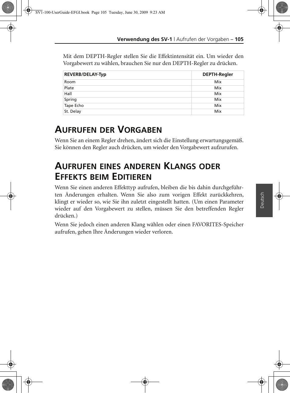 Aufrufen der vorgaben, Ufrufen, Orgaben | Eines, Anderen, Langs, Oder, Ffekts, Beim, Ditieren | KORG STAGE VINTAGE SV-1 User Manual | Page 119 / 178