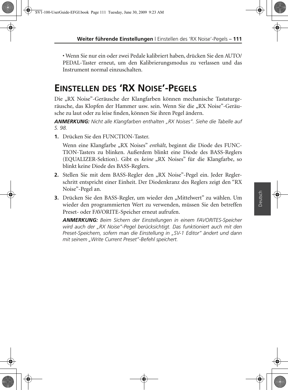 Einstellen des ‘rx noise’-pegels, Rx n, Instellen | Oise, Egels | KORG STAGE VINTAGE SV-1 User Manual | Page 125 / 178