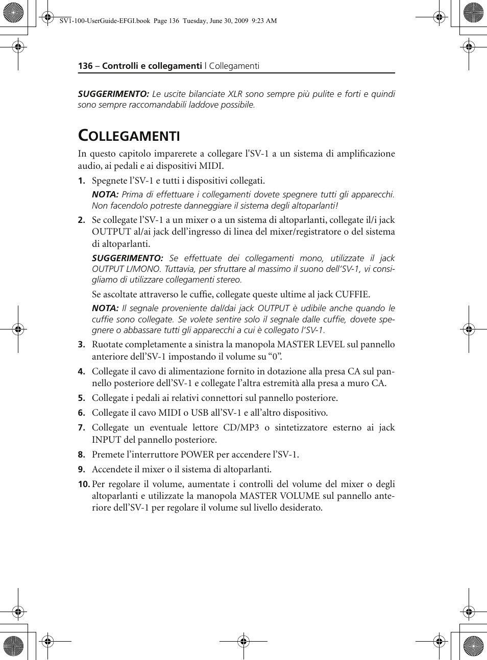 Collegamenti, Ollegamenti | KORG STAGE VINTAGE SV-1 User Manual | Page 150 / 178