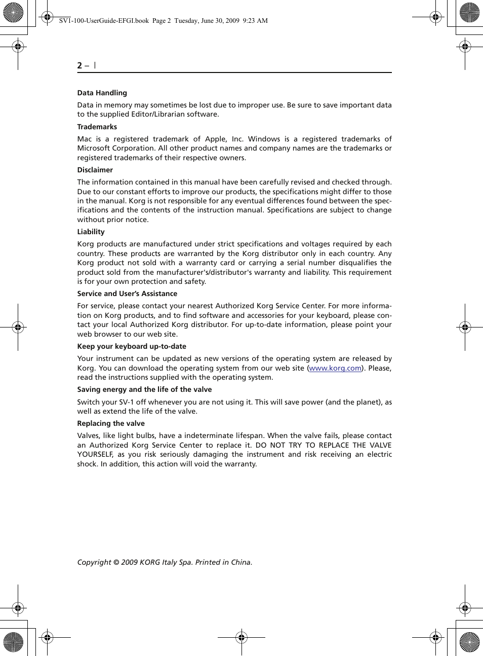 KORG STAGE VINTAGE SV-1 User Manual | Page 16 / 178