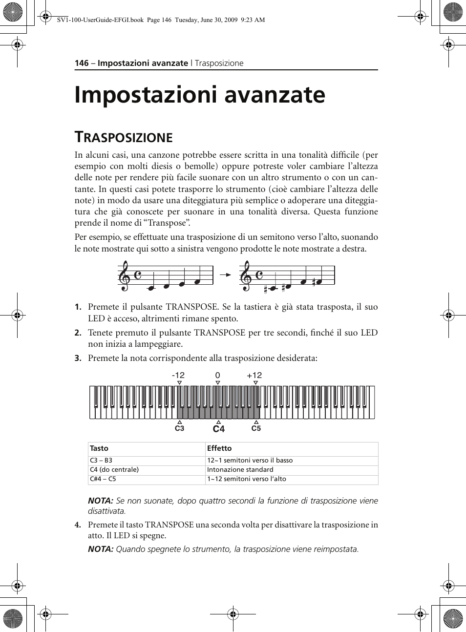 Impostazioni avanzate, Trasposizione, Rasposizione | KORG STAGE VINTAGE SV-1 User Manual | Page 160 / 178