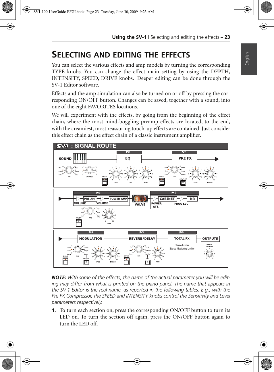 Selecting and editing the effects, Electing, Editing | Effects | KORG STAGE VINTAGE SV-1 User Manual | Page 37 / 178