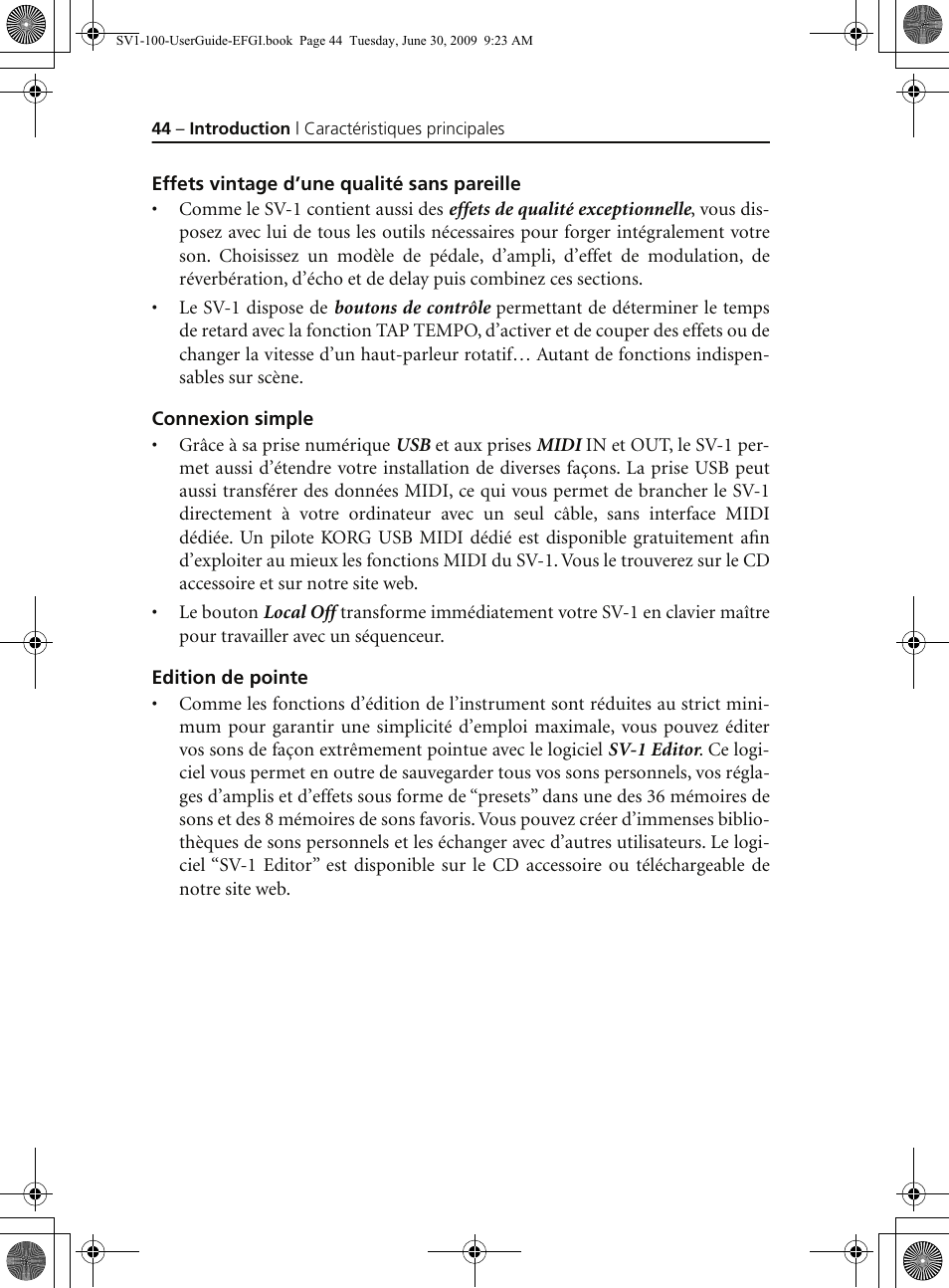 Effets vintage d’une qualité sans pareille, Connexion simple, Edition de pointe | KORG STAGE VINTAGE SV-1 User Manual | Page 58 / 178