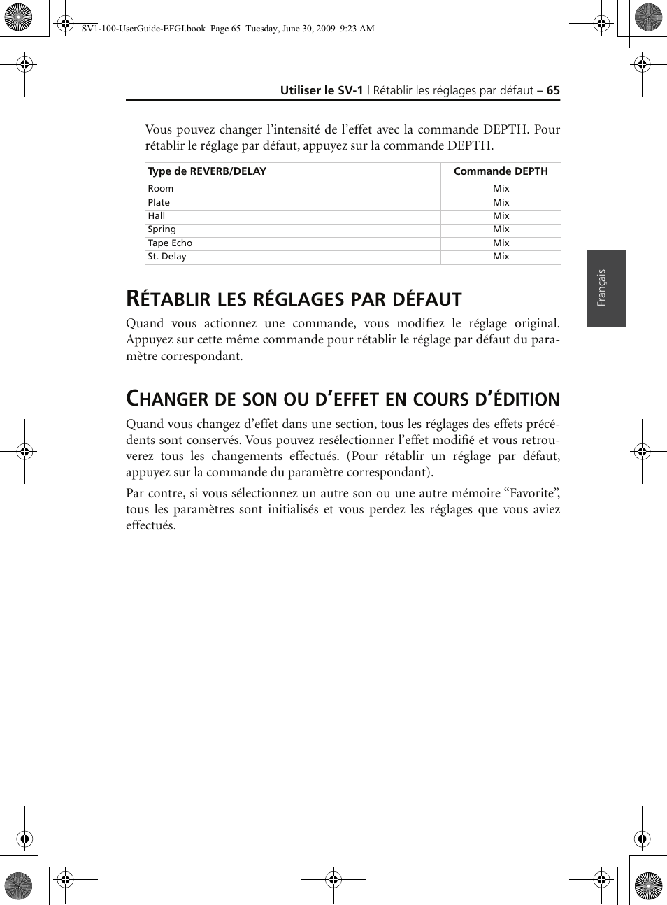 Rétablir les réglages par défaut, Changer de son ou d’effet en cours d’édition | KORG STAGE VINTAGE SV-1 User Manual | Page 79 / 178