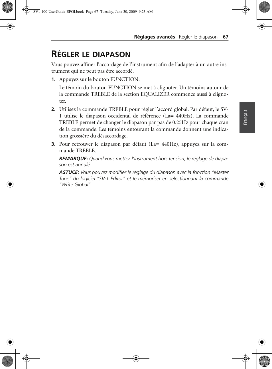 Régler le diapason, Égler, Diapason | KORG STAGE VINTAGE SV-1 User Manual | Page 81 / 178