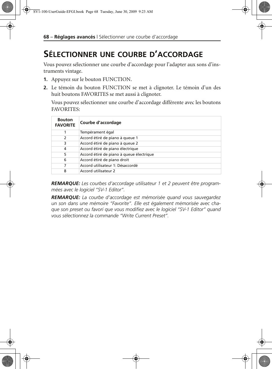 Sélectionner une courbe d’accordage, Électionner, Courbe | Accordage | KORG STAGE VINTAGE SV-1 User Manual | Page 82 / 178