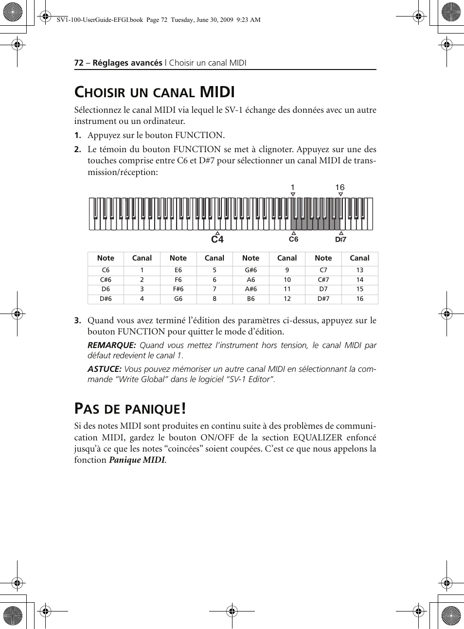 Choisir un canal midi, Pas de panique, Choisir un canal midi pas de panique | Midi, Hoisir, Canal, Panique | KORG STAGE VINTAGE SV-1 User Manual | Page 86 / 178