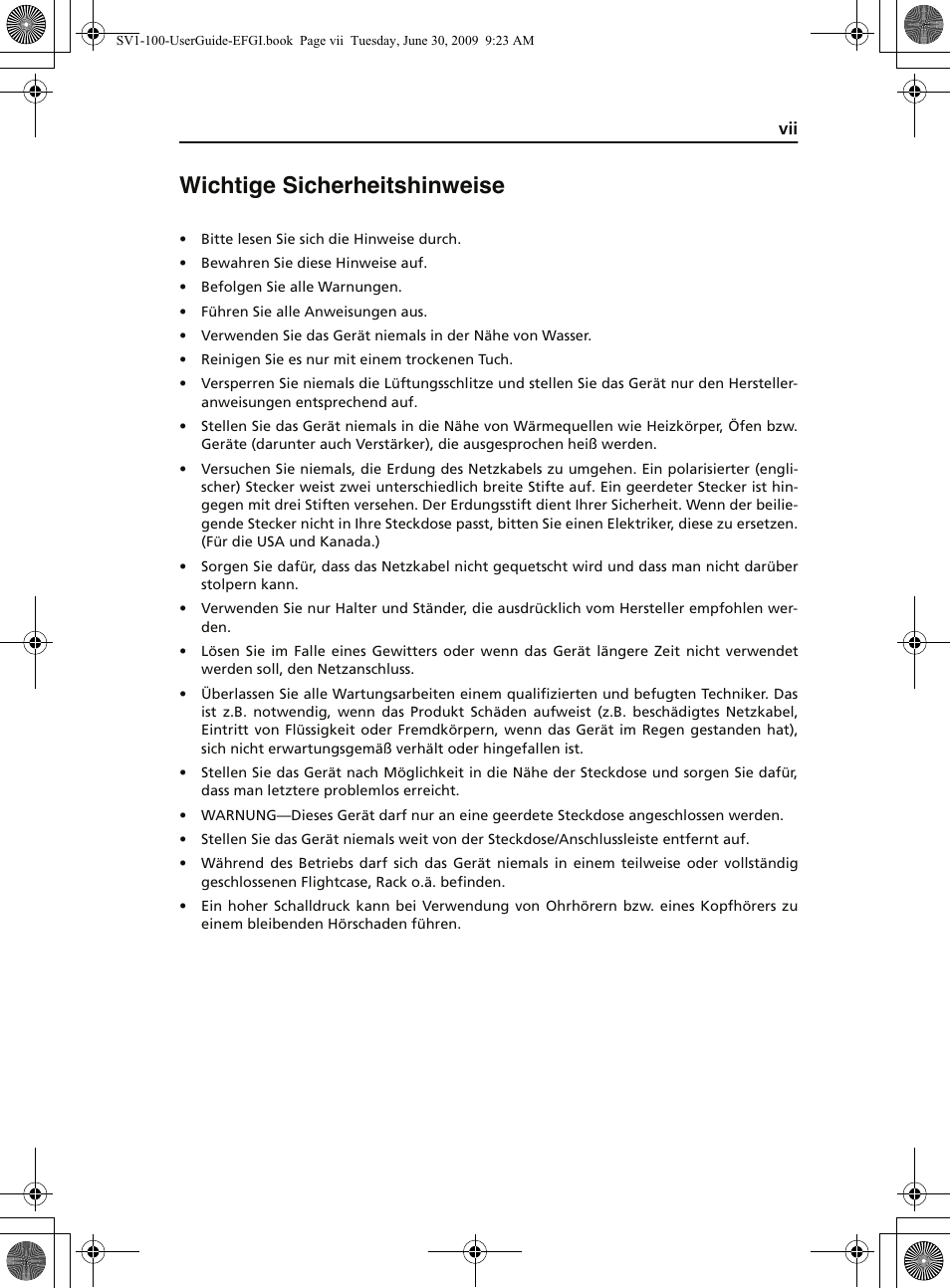 Wichtige sicherheitshinweise | KORG STAGE VINTAGE SV-1 User Manual | Page 9 / 178