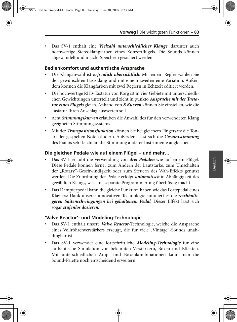 Bedienkomfort und authentische ansprache, Valve reactor’- und modeling-technologie | KORG STAGE VINTAGE SV-1 User Manual | Page 97 / 178