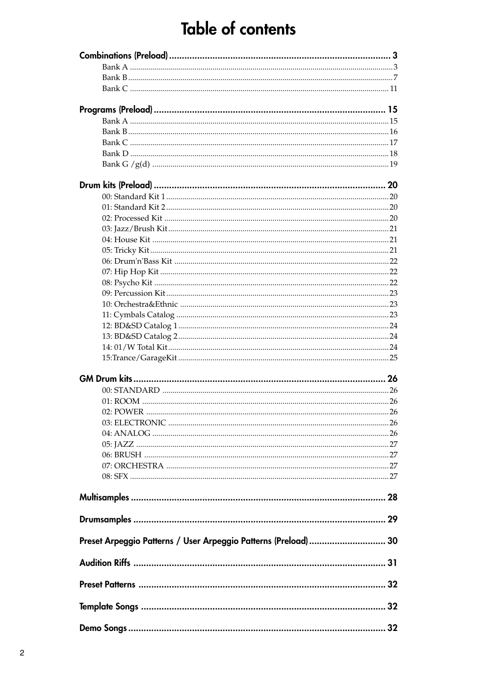 KORG TRITON LE 2GFEJ User Manual | Page 2 / 32