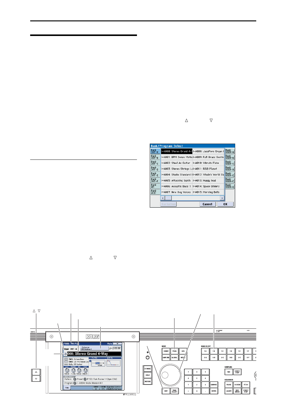 Playing programs and combinations, Selecting programs | KORG M3 User Manual | Page 10 / 237