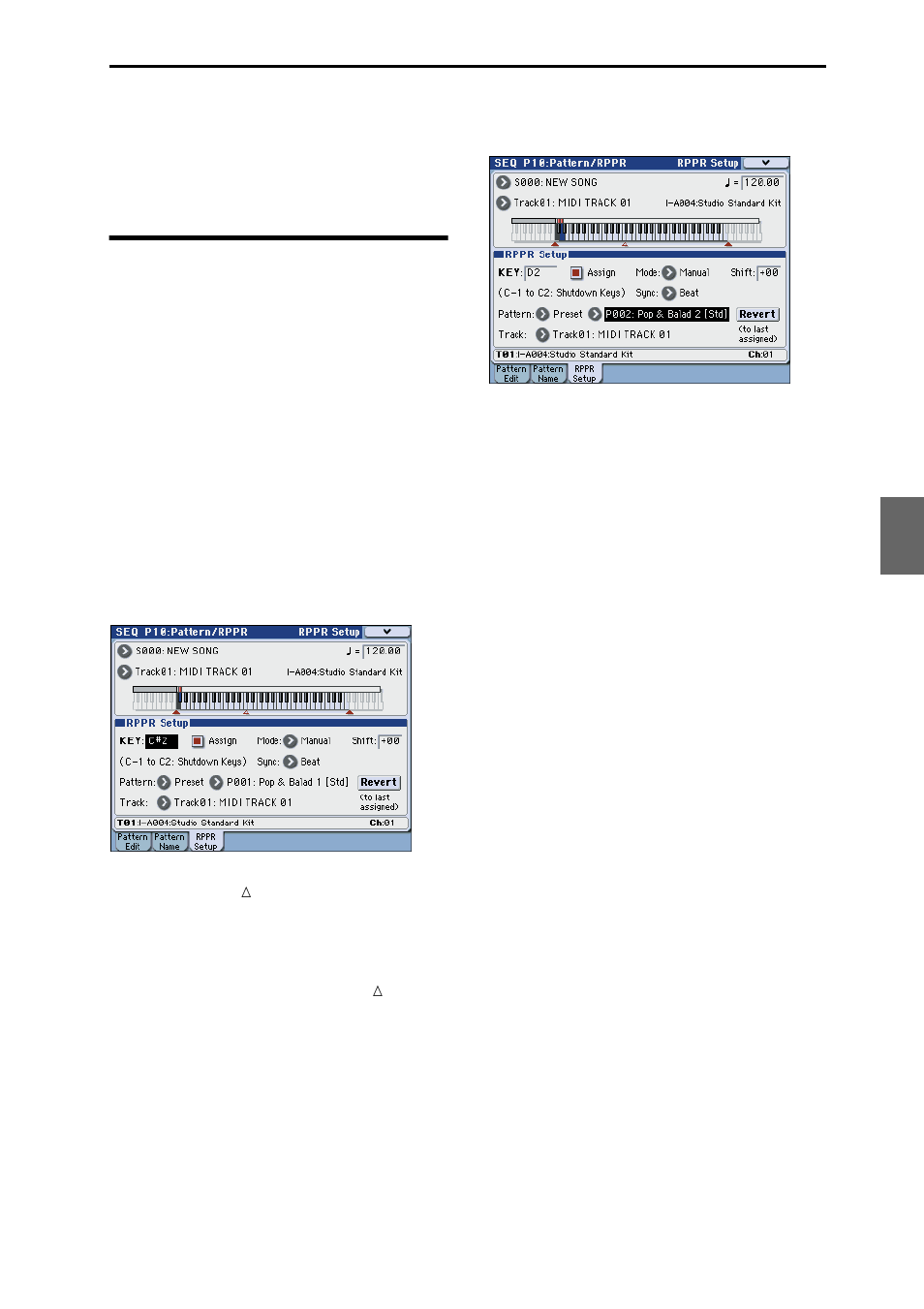Using rppr (realtime pattern play/record), Creating rppr data, Using rppr (realtime pattern play/record). 97 | KORG M3 User Manual | Page 105 / 237