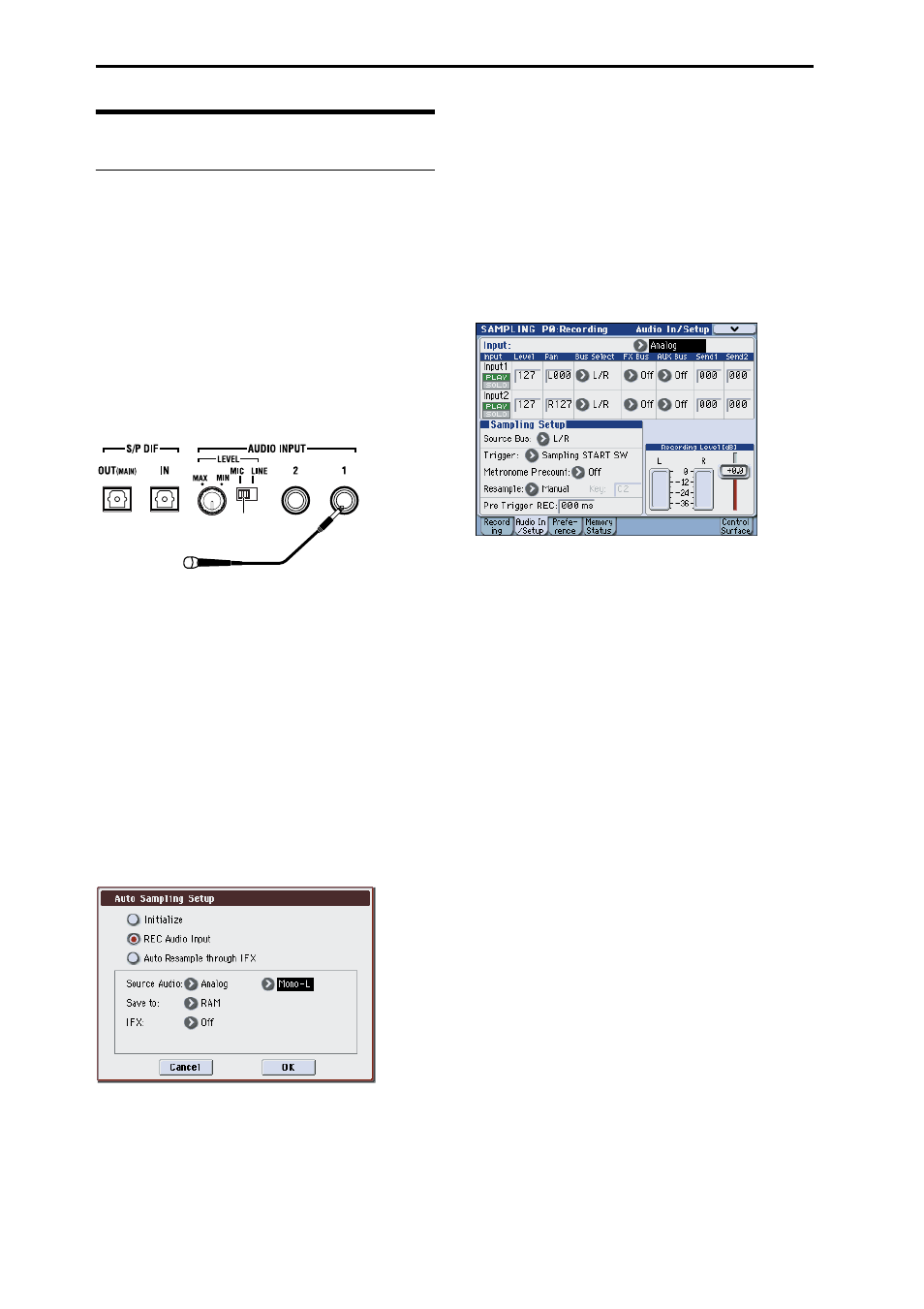 Basic sampling procedure | KORG M3 User Manual | Page 120 / 237