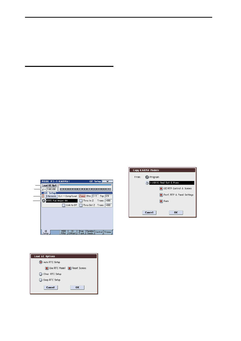Karma function settings, Karma function settings in program mode | KORG M3 User Manual | Page 180 / 237