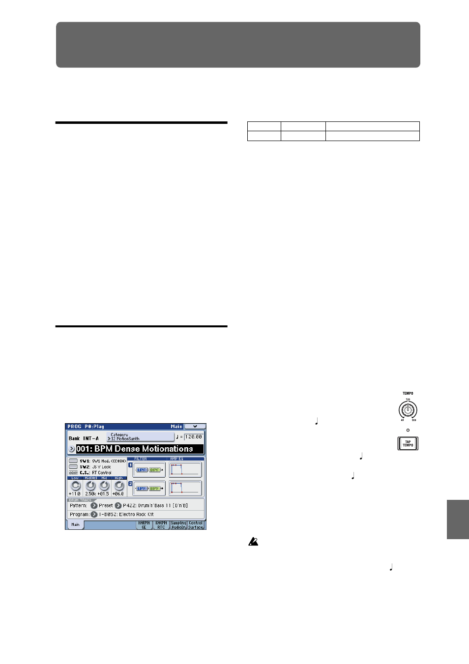Drum track function, Overview, What is the drum track function | Performing with the drum track function, Using the drum track function in program mode, Performing with the drum track function . 185 | KORG M3 User Manual | Page 193 / 237