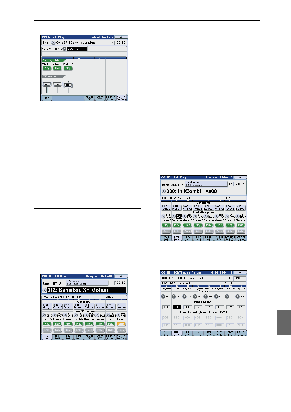 Using the drum track function in combination mode | KORG M3 User Manual | Page 195 / 237