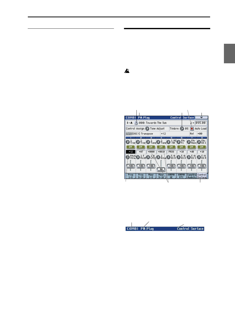 Objects in the display, Bottom panel | KORG M3 User Manual | Page 25 / 237